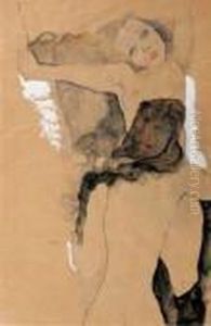 Zwei Frauen by Egon Schiele