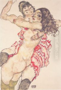 Zwei Freundinnen by Egon Schiele