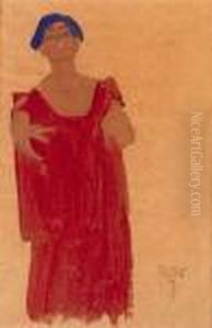 Frau Mit Blauem Haar by Egon Schiele