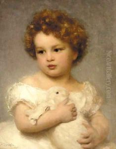 A young girl with her pet rabbit by William Robert Symonds