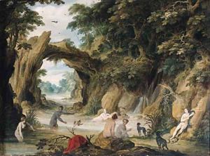 Diana and her nymphs bathing after the chase by Adriaan van Stalbemt