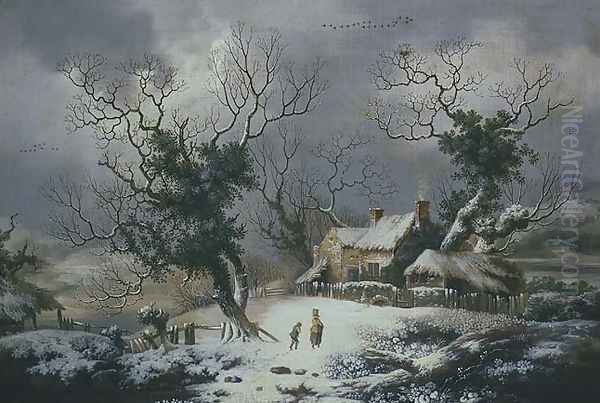 Winter Landscape with Woman and Boy - view 1
