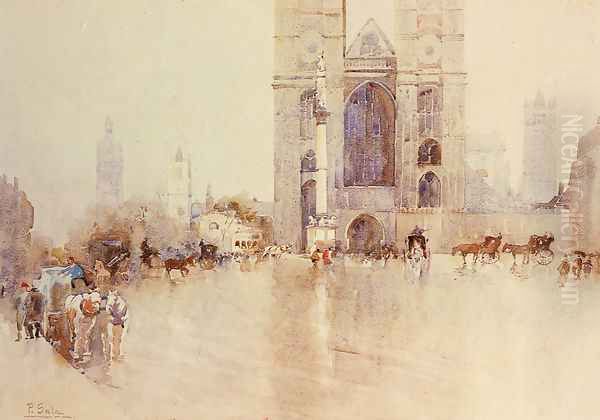 Westminister Abbey with the Houses of Parliament and big Ben in the Distance - view 1