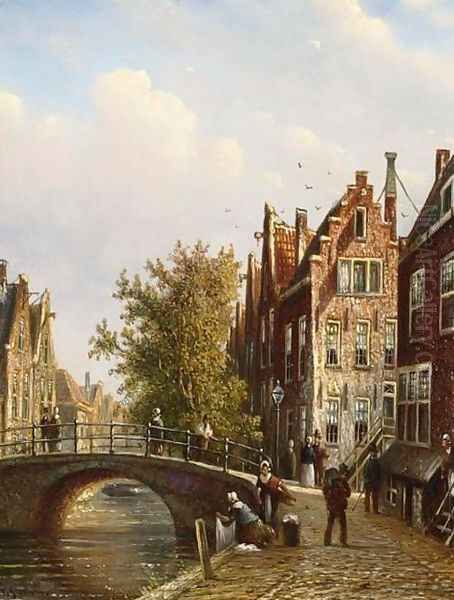 Dutch Town with Figures on a Canal - view 1