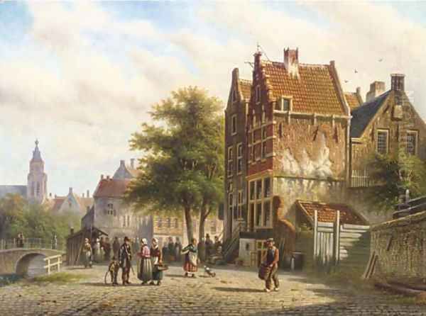 Townsfolk on a sunlit street - view 1