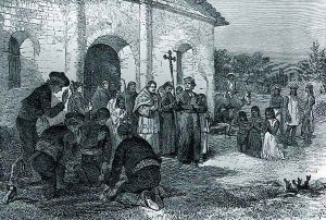 Spanish Mission of the Alamo, from The Romance of Tragedy of Pioneer Life, by Augustus L. Mason, 1883 Spanish Mission of the Alamo, from The Romance of Tragedy of Pioneer Life, by Augustus L. Mason, 1883