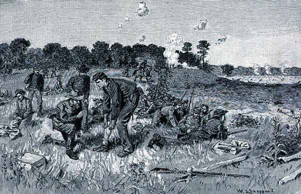 Confederate line waiting orders in the wilderness, illustration from Battles and Leaders of the Civil War, edited by Robert Underwood Johnson and Clarence Clough Buel - view 1