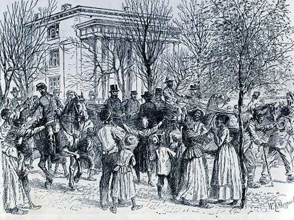 President Lincoln leaving the Davis Mansion, illustration from Battles and Leaders of the Civil War, edited by Robert Underwood Johnson and Clarence Clough Buel - view 1
