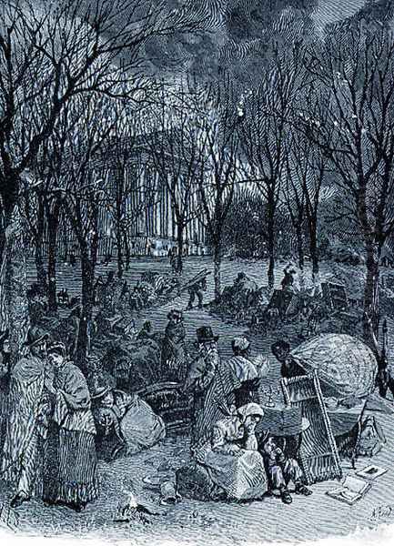 Citizens of Richmond in Capitol Square during the conflagration, illustration from Battles and Leaders of the Civil War, edited by Robert Underwood Johnson and Clarence Clough Buel - view 1