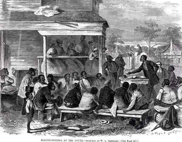 Electioneering at the South, from Harpers Weekly, 25th July 1868 - view 1