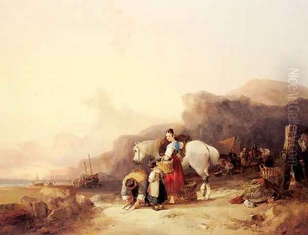 Beach Scene with Fisherfolk - view 1