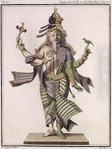 Ardhanarishvara, from Voyage aux Indes et a la Chine by Pierre Sonnerat, engraved by Poisson, published 1782 by Pierre Sonnerat