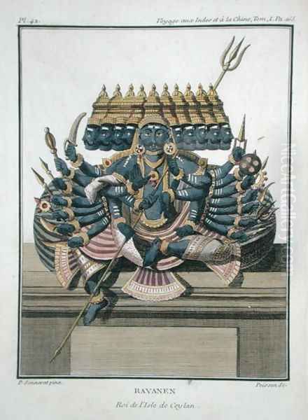 Ravana, demon king of Ceylon, from Voyage aux Indes et a la Chine by Pierre Sonnerat, engraved by Poisson, published 1782 - view 1