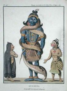 Krishna squeezed by the Kaliya Serpent, from Voyage aux Indes et a la Chine by Pierre Sonnerat, engraved by Poisson, published 1782 by Pierre Sonnerat