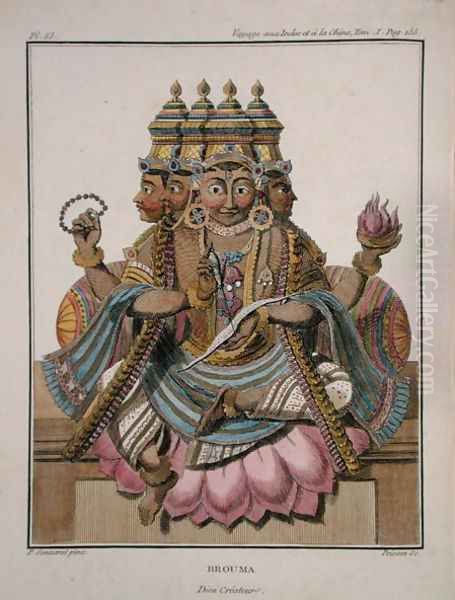Brahma, Hindu god of creation, from Voyage aux Indes et a la Chine by Pierre Sonnerat, engraved by Poisson, published 1782 - view 1