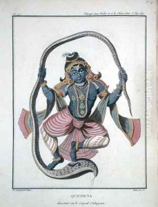 Krishna dancing on the Kaliya Serpent, from Voyage aux Indes et a la Chine by Pierre Sonnerat, engraved by Poisson, published 1782 by Pierre Sonnerat