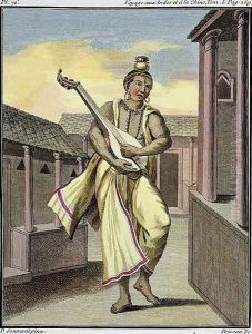 Musician with Indian Lute, from Voyage aux Indes et a la Chine by Pierre Sonnerat, engraved by Poisson, published 1782 by Pierre Sonnerat