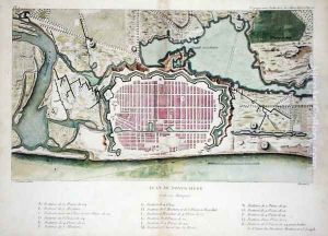 Plan of Pondicherry, from Voyage aux Indes et la Chine, engraved by Poisson, published 1782 by Pierre Sonnerat