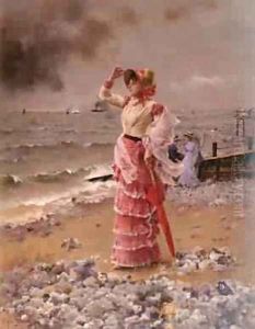 Femme Elegante Voyant Filer Un Vapeur by Aime Stevens