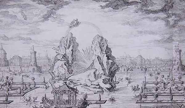 Fireworks to Celebrate the Birth of the Dauphin son of Louis XV engraved by Jean Dumont Le Romain 1701-81 1730 - view 1