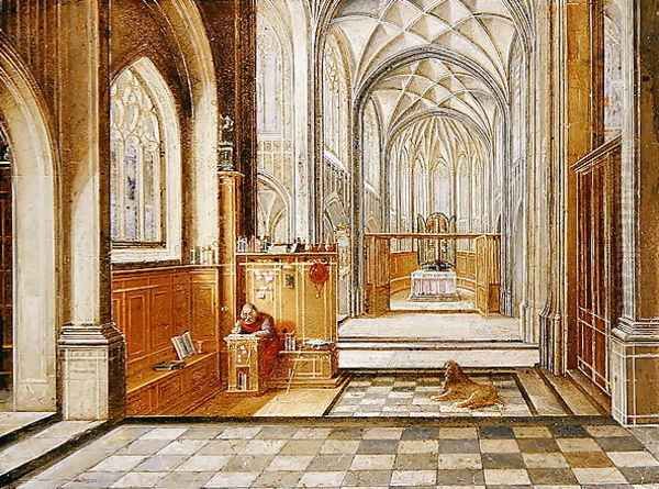 St Jerome in a Gothic Church - view 1
