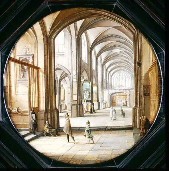 The interior of a cathedral with gentlemen and beggars, 1621 - view 1