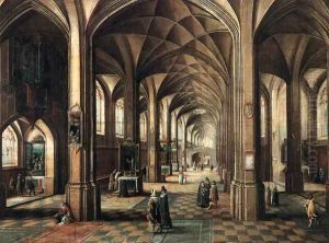 Interior of a Church with a Family in the Foreground by Hendrick van, the Younger Steenwyck