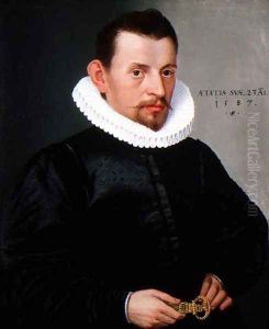 Portrait of a young gentleman wearing a ruff, 1587 by Lorenz Strauch