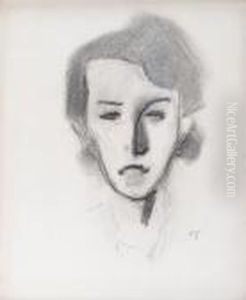 Agirl In Blue And Brown by Helene Schjerfbeck