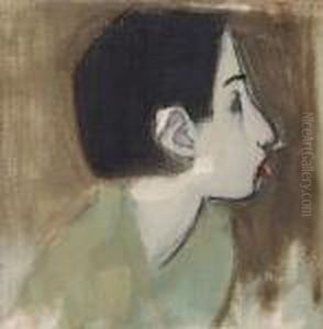 Girl Profile Ingreen Dress by Helene Schjerfbeck