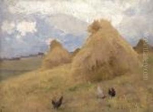 Ha¶ns Bland Ha¶stackar (chickens Among Haystacks) by Helene Schjerfbeck
