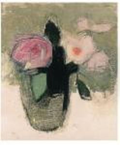 Red Roses In A Glass Bowl by Helene Schjerfbeck