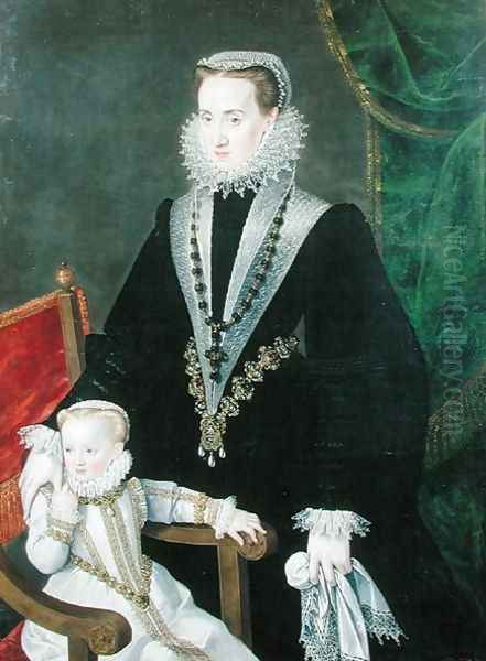 Portrait of Donna Maria Maximiliana Manrique de Lara c.1535-1608 and child - view 1