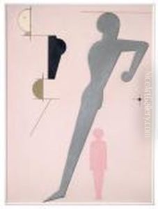 Komposition Auf Rosa (rekonstruktion) / Composition On Pink Gound (reconstruction) by Oskar Schlemmer