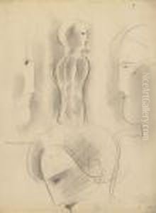Kopfe Und Halbfigur / Heads And Half-figure by Oskar Schlemmer