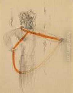 Madchen Mit Wolle / Young Woman With Wool by Oskar Schlemmer