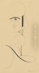 Kopf Mit Geschwungenen Linien / Head With Curved Lines by Oskar Schlemmer