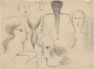 Frauenkopfe / Female Heads by Oskar Schlemmer
