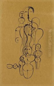 Gestaffelte Figuren Bzw. Gestaffelte Figuren >kk<</b> by Oskar Schlemmer