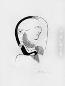 Kopf Im Profil, Mit Schwarzer K by Oskar Schlemmer