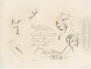 Gratulation Fur Professor Holzel (kopfe) (congratulations For Professor Holzel: Heads) by Oskar Schlemmer