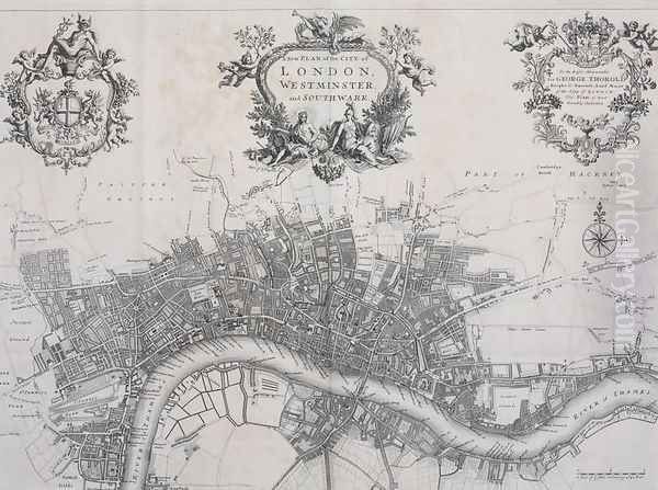 A New Plan of the City of London, Westminster and Southwark, in A Survey of the Cities of London and Westminster, printed by A. Churchill, J. Knapton, R. Knaplock, et al, 1720 - view 1