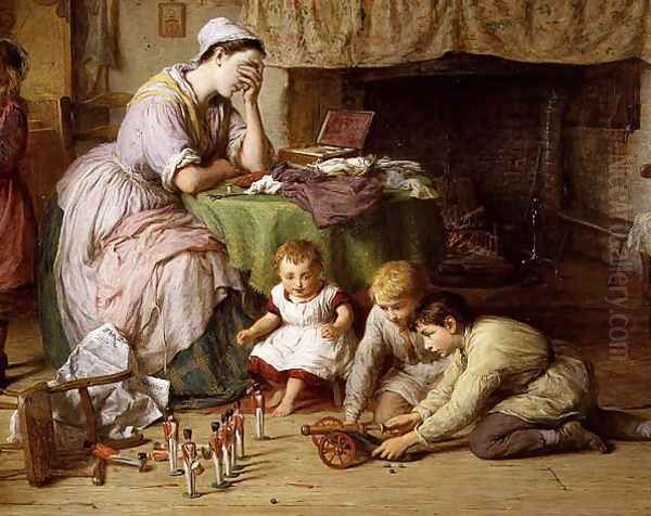 The Soldiers Wife, detail of the mother and boys playing soldiers, 1878 - view 1