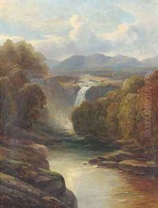 A waterfall in a river landscape