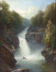 A Welsh waterfall by John Brandon Smith