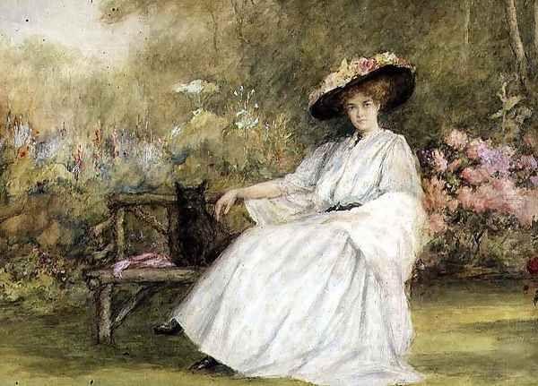 Lady and her Dog at Corsham Court, c.1914 - view 1