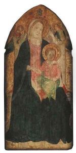The Madonna and Child enthroned with two Angels by Luca Spinello Aretino