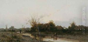 Autumn Landscape with Cottages by Zygmunt Sidorowicz