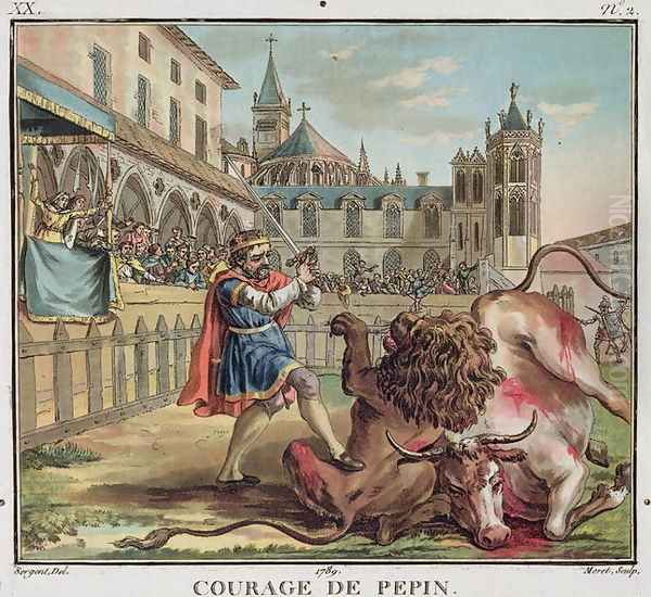 The Courage of Pepin 714-68, engraved by Jean Baptiste Morret fl. 1790-1820 1789 - view 1