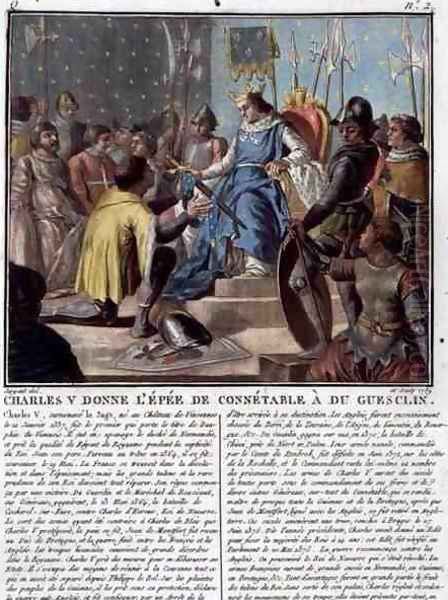 Charles V 1337-80 Presents the Epee of the High Constable to Du Guesclin c.1320-80, 1789 - view 1